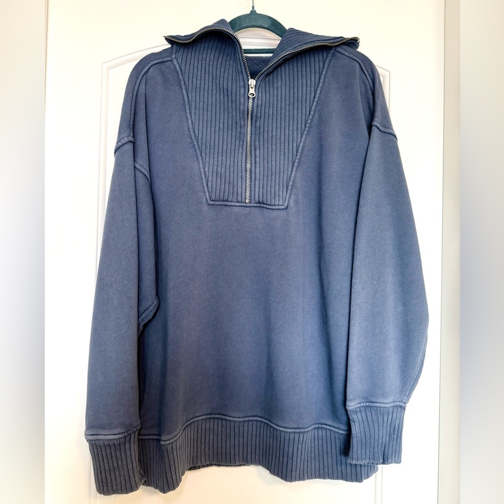 Aerie Down To Earth Quarter Zip Cozy Grunge Athleisure Oversized Size Small